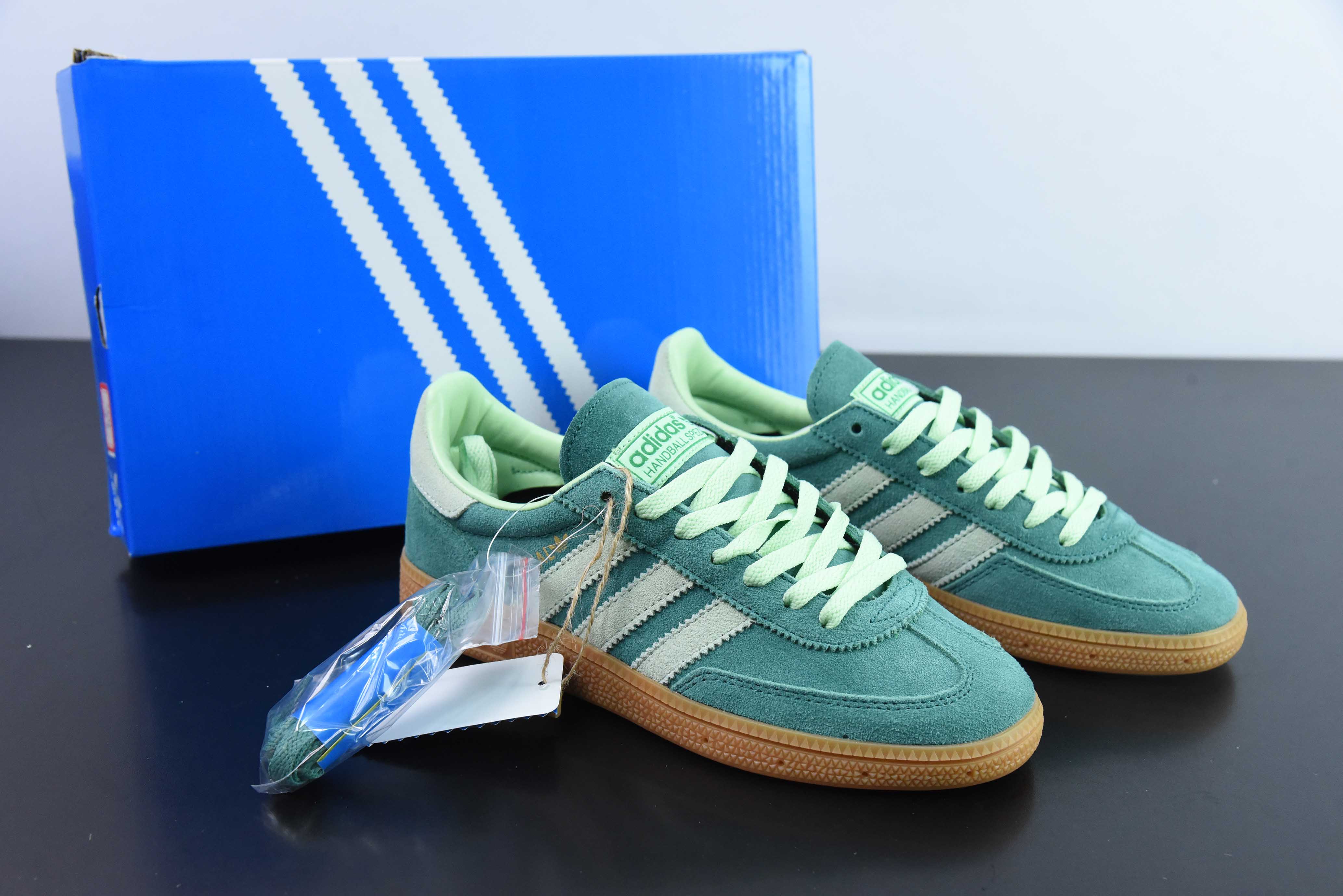 아디다스 오리지널스 핸드볼 SPZL 핸드볼 애슬레틱 시리즈 캐주얼 트레이너 텀블 대학 그린 라이트 그린 고무 밑창 제품 번호: IE5896 사이즈: 36-45