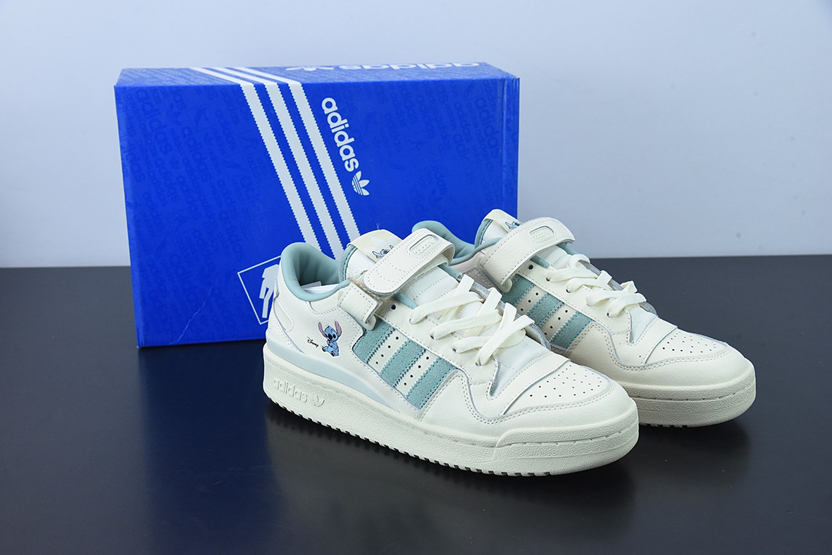 AD 포럼 84 로우 품목 번호: HQ6374 밀크 화이트 제이드 그린 스티치 인기 단일 제품 클래식 레트로 농구화 사이즈: 36-45