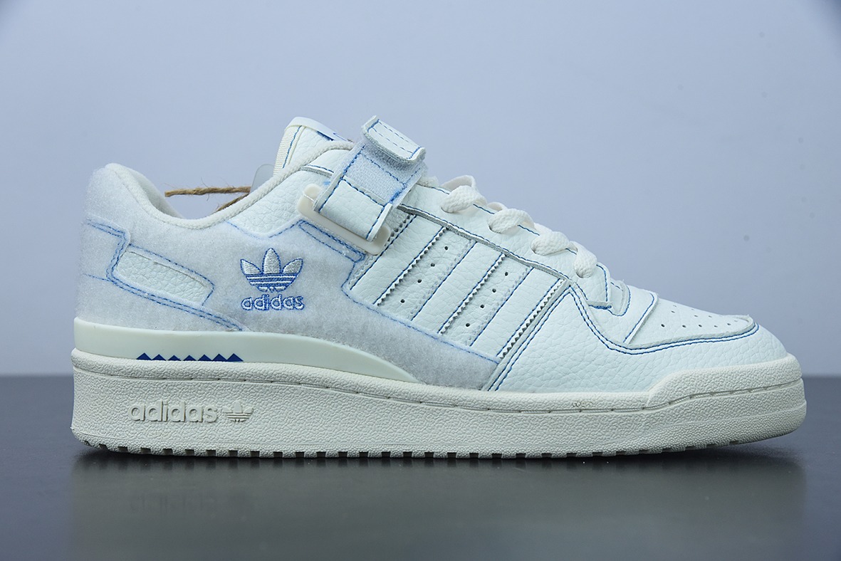오리지널 박스 오리지널 라벨 AD 아디다스 오리지널스 포럼 로우 화이트 블루 스티치 클래식 벨크로 레트로 보드숏 아이템 번호: GX1018 사이즈: 36-45
