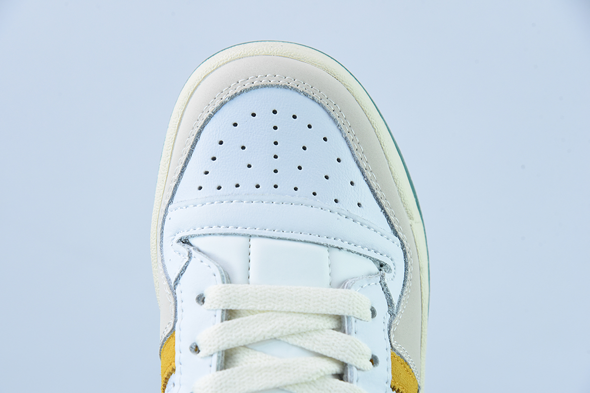 END. x 오리지널스 포럼 84 로우 로마 시리즈 벨크로 로우탑 레트로 레이스업 캐주얼 트레이너 가죽 화이트 라이트 그레이 다크 그린 옐로우 HR1527 사이즈: 36-45