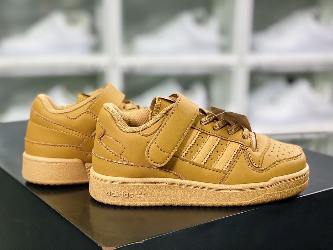 아디다스 샴록 오리지널스 포럼 84 로우 로마 벨크로 로우탑 레트로 레이스업 다용도 캐주얼 스니커즈 프로스트 레더 밀 옐로우 GW6230 사이즈: 26-37