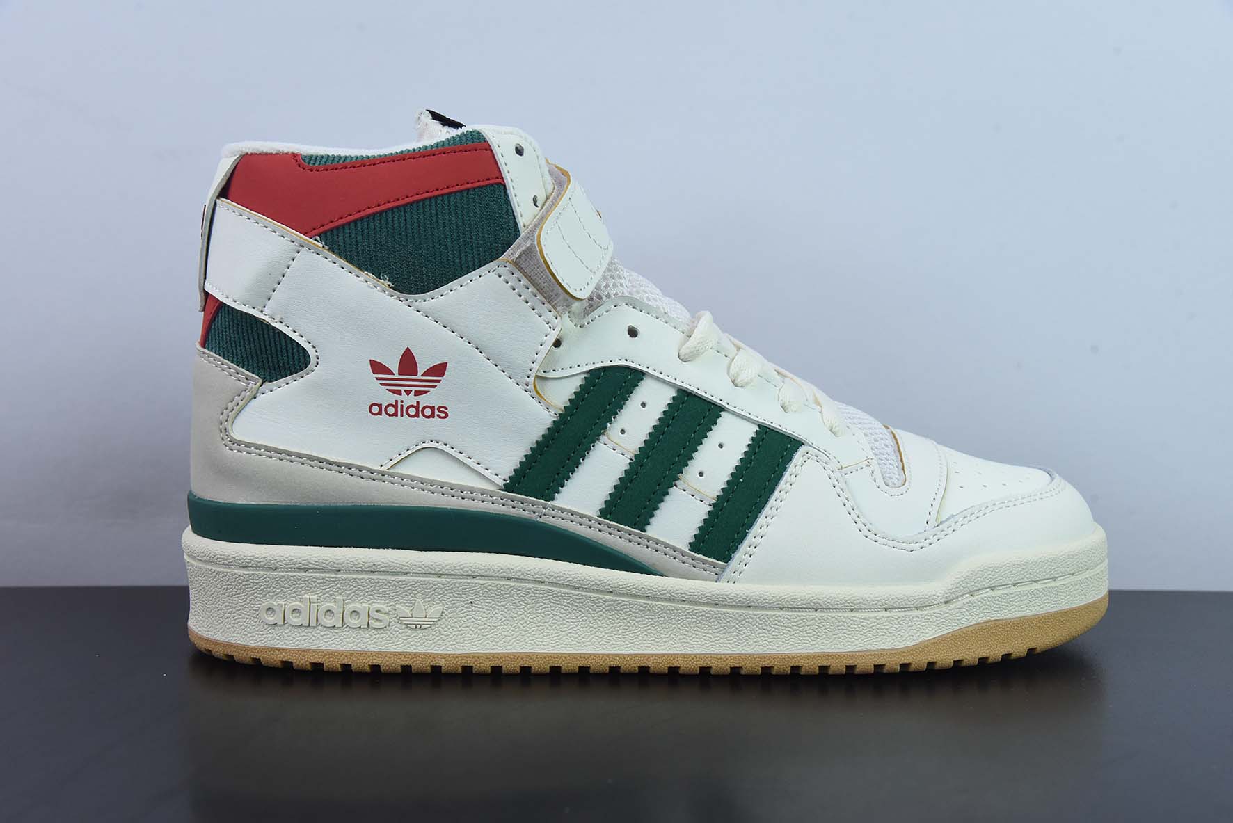 클로버 오리지널스 포럼 84 하이 로마 시리즈 벨크로 하이탑 레트로 레이스 업 다용도 캐주얼 트레이너 가죽 화이트 그린 레드 스태그 GX9055