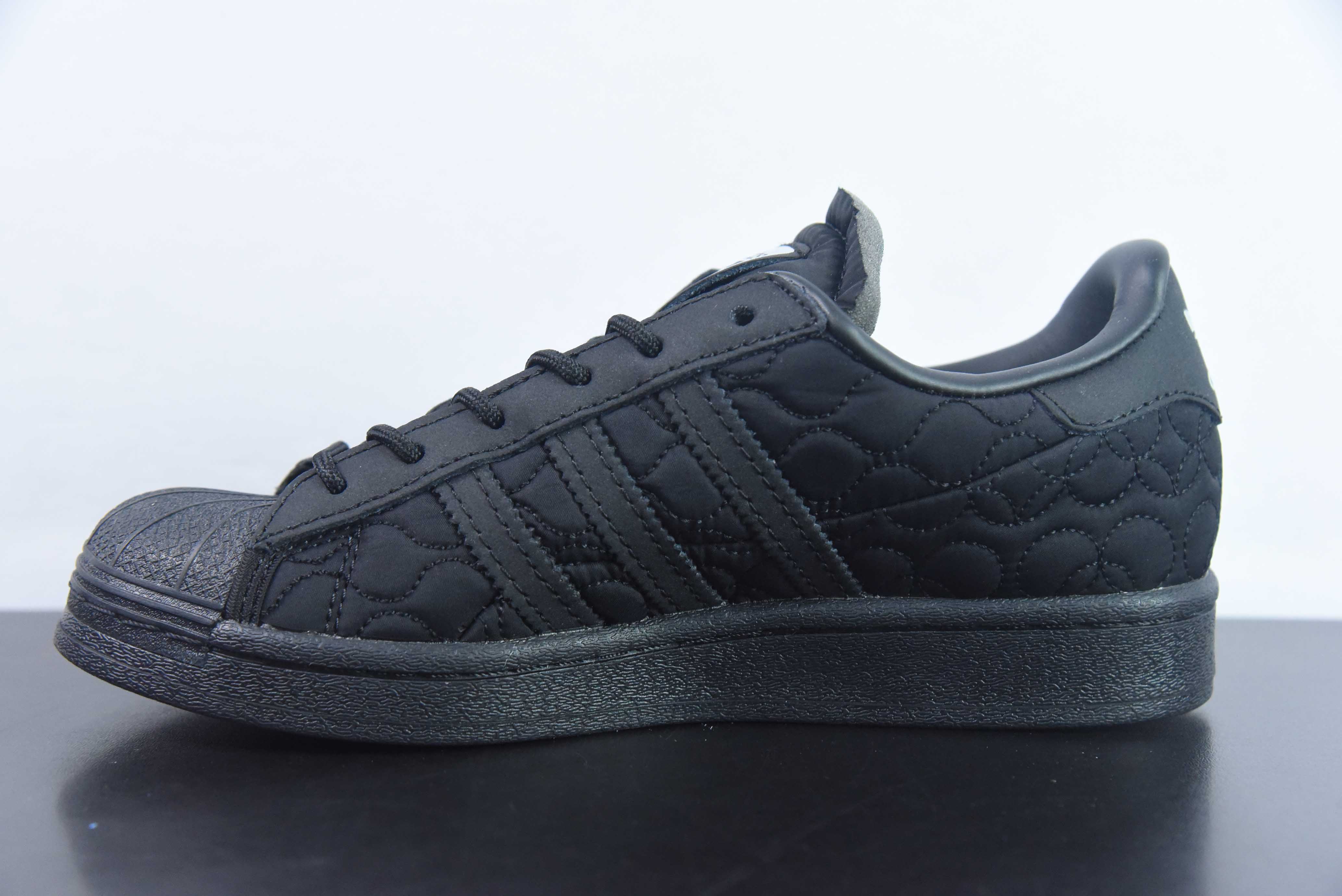 아디다스 클로버 슈퍼스타 쉘 헤드 플레이트 슈즈   퓨어 블랙 우븐 사이즈: 36-45