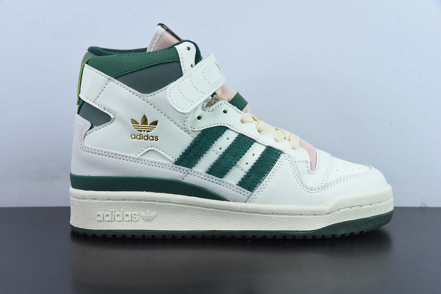 아디다스 오리지널스 포럼 84 하이 로마 벨크로 하이탑 레트로 레이스업 캐주얼 트레이너 가죽 베이지 크리스마스 그린 골드 GW2203 사이즈: 36-45