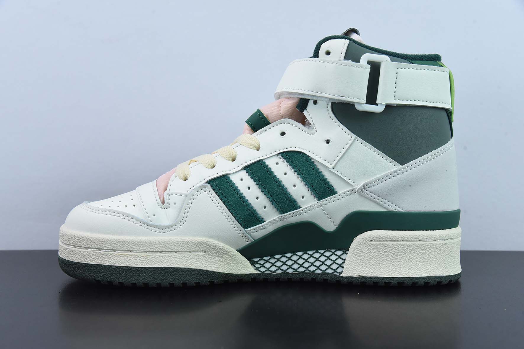 아디다스 오리지널스 포럼 84 하이 로마 벨크로 하이탑 레트로 레이스업 캐주얼 트레이너 가죽 베이지 크리스마스 그린 골드 GW2203 사이즈: 36-45