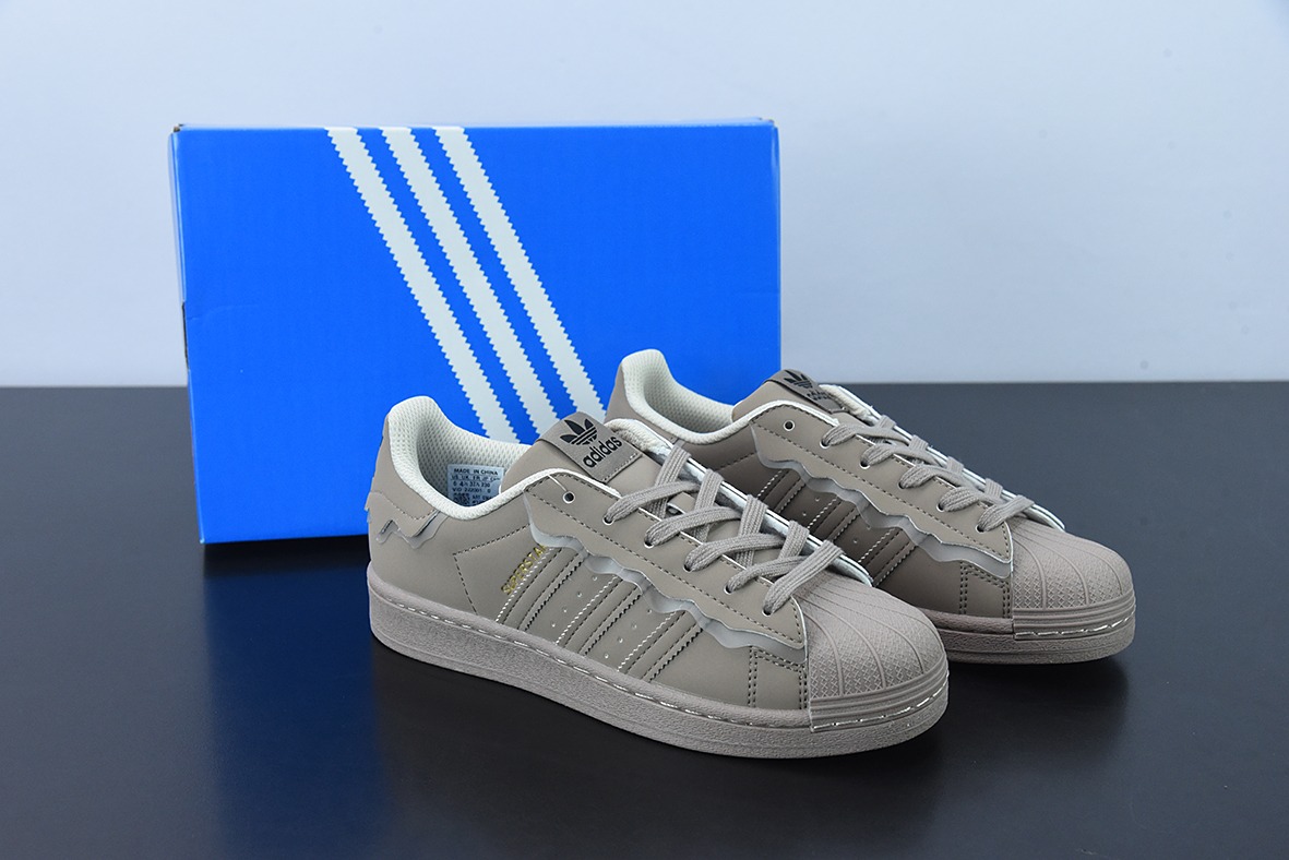 AD 오리지널 슈퍼 스타 클로버 여성용 봄 '22 로우 탑 크림 레이스 클래식 쉘 토 보드 슈즈 GW4440 사이즈: 35-44