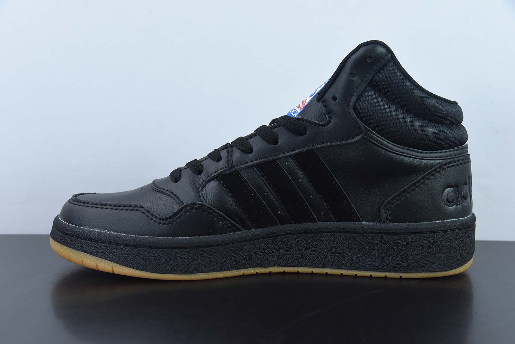 아디다스 아디다스 네오 후프 3.0 미드 시리즈 미드 탑 레트로 농구 스타일 캐주얼 스니커즈 가죽 블랙 블루 검 솔 GY4745 사이즈: 40-45