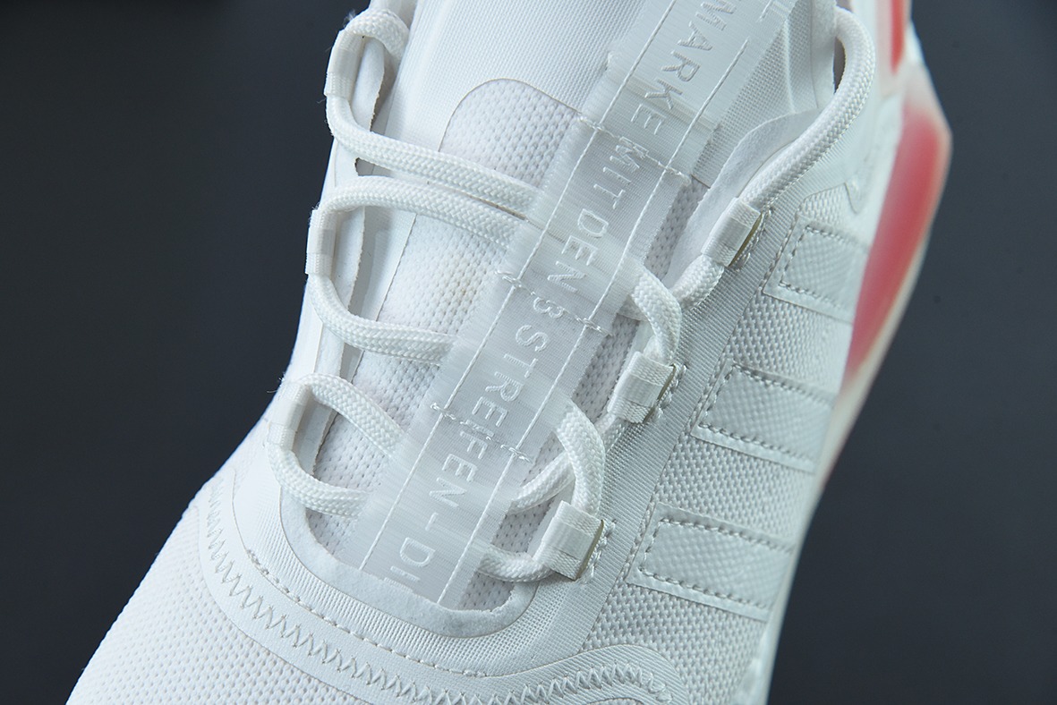 아디다스 아디다스 NMD_V3 부스트 OG 화이트 플라이 위브 시리즈 로우탑 팝콘 쿠셔닝 백 캐주얼 스포츠 러닝화 니트 화이트 블루 레드 GX3379 사이즈: 36-45