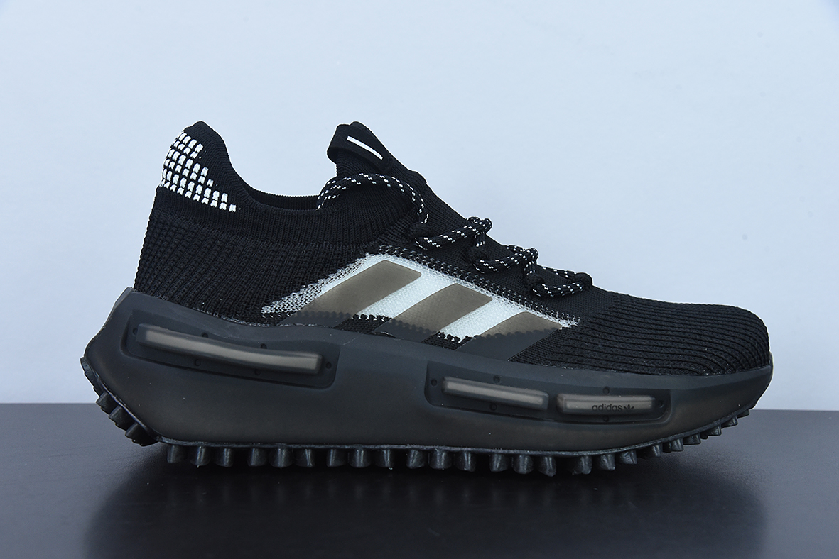 아디다스 오리지널스 NMD S1 캐주얼 통기성 러닝화 남성용 및 여성용 올블랙 아이템: GZ7900 사이즈: 36-45