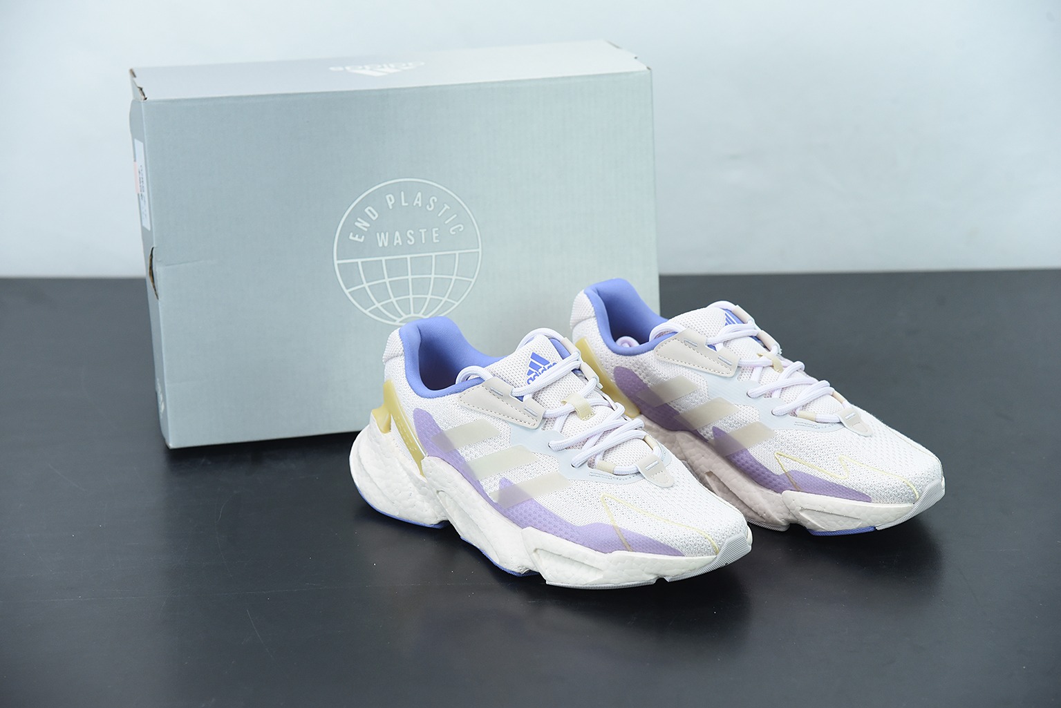 Adi X9000L4 화이트 퍼플 애드 부스트 X9000L4 뉴 99 시리즈 레트로 팝콘 러닝화 품목 번호: S23671 사이즈: 36-39