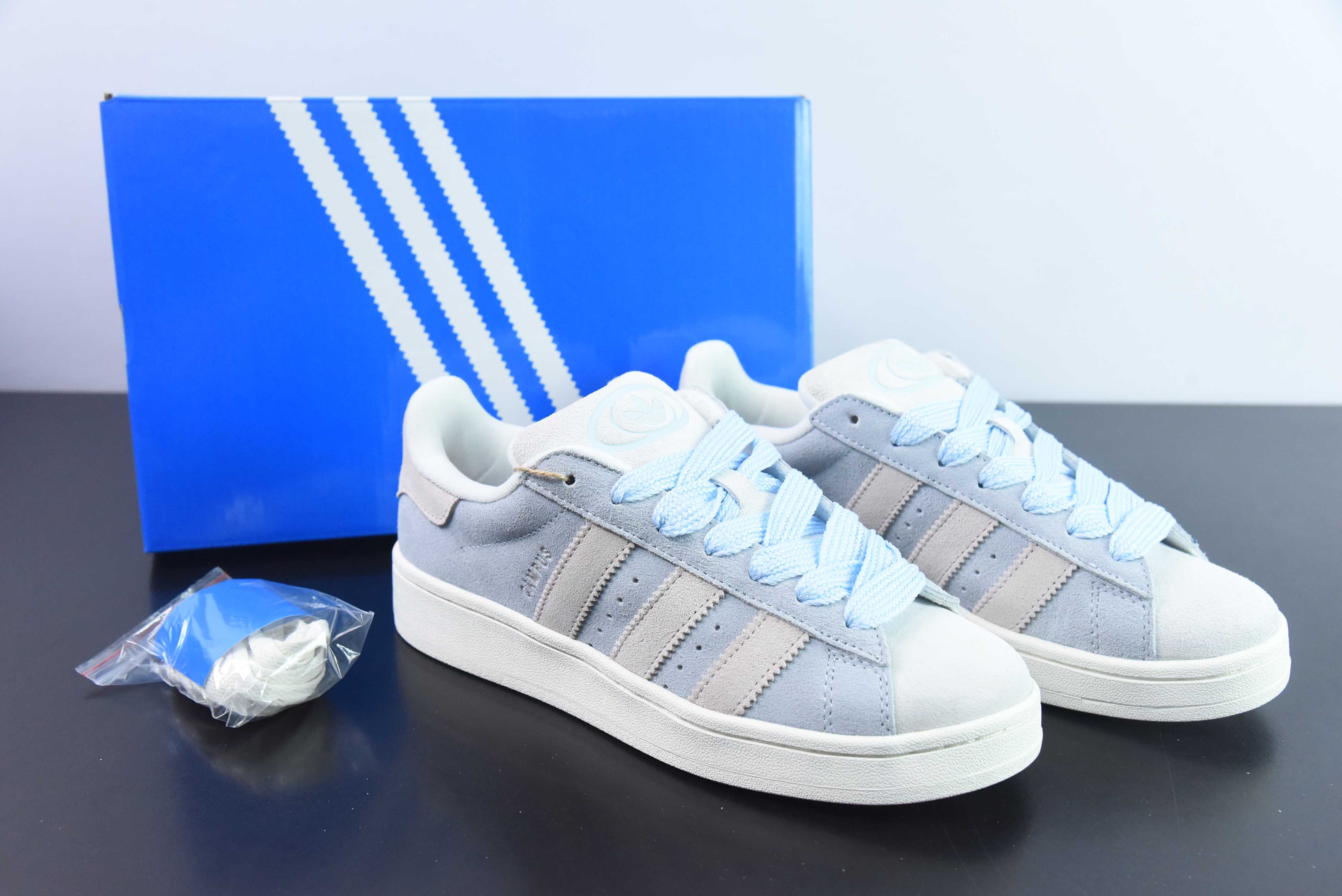 AD 오리지널스 캠퍼스 00S 아디다스 샴록 레트로 캐주얼 미끄럼 방지 웨어러블 로우탑 보드 슈즈 IG5990 그레이 블루 핑크 사이즈: 36-45