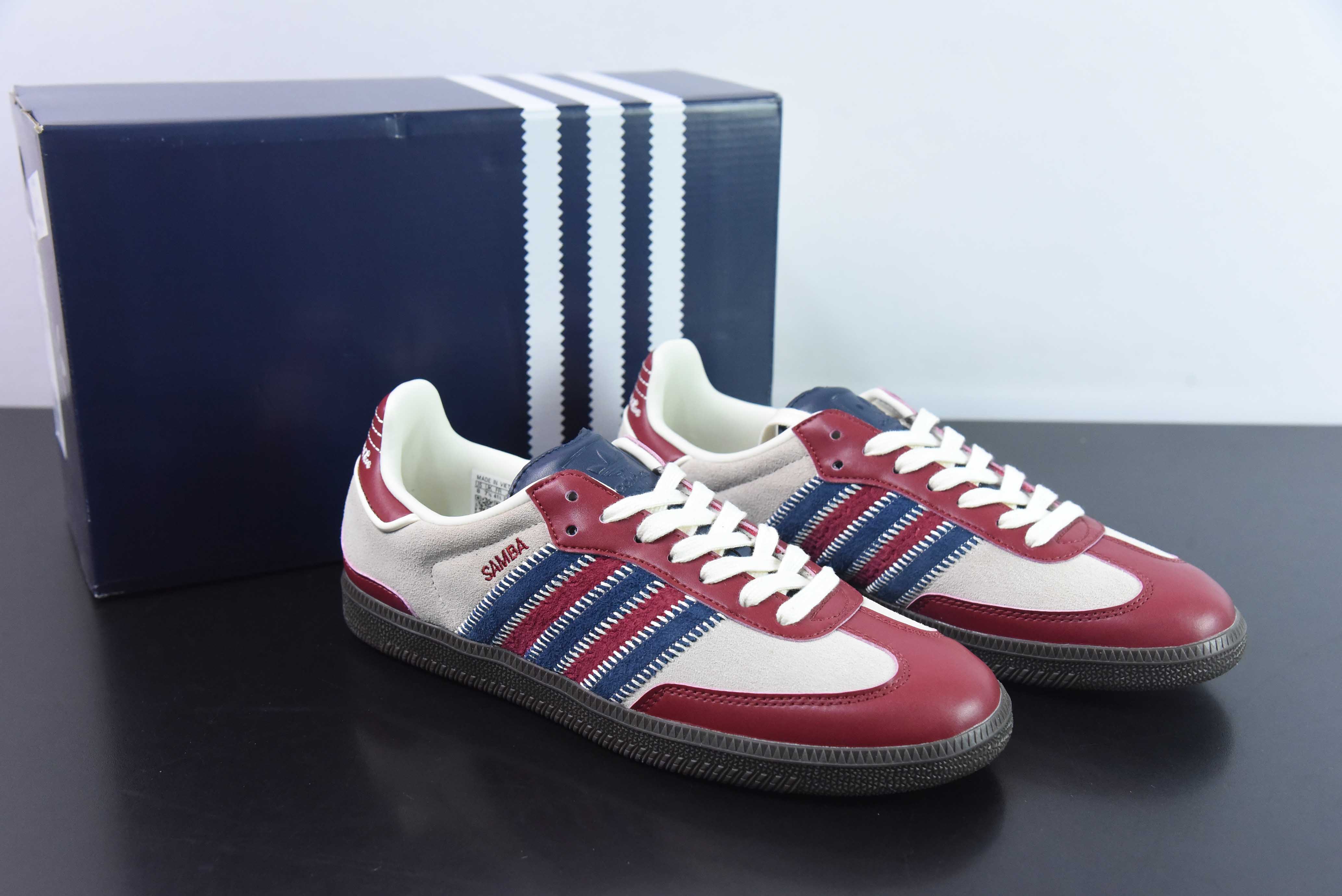 노타이틀 x AD 오리지널스 삼바 아디다스 조인트 레트로 삼바 슈즈 ID6023 카키 블루 와인 레드 사이즈: 36-45