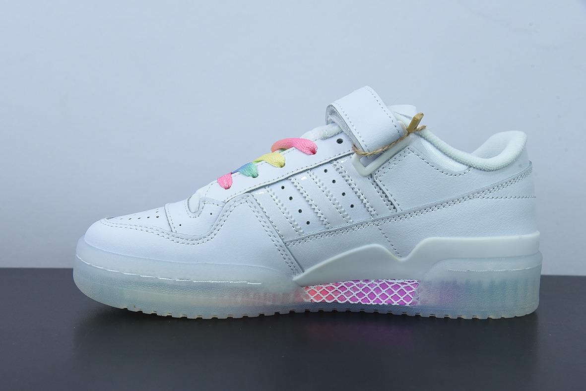 오리지널스 포럼 84 로우 로마 벨크로 로우탑 레트로 레이스업 캐주얼 트레이너 화이트 레인보우 그라데이션 크리스탈 젤리 바닥 품목 번호: GX2722 사이즈: 36-40