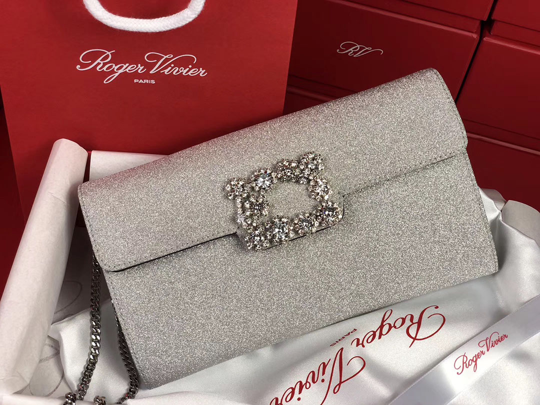 로저비비에 플라워 펄 클러치&숄더 24CM R30440