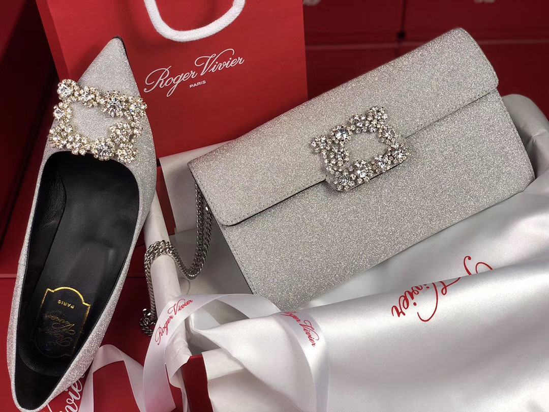 로저비비에 플라워 펄 클러치&숄더 24CM R30440