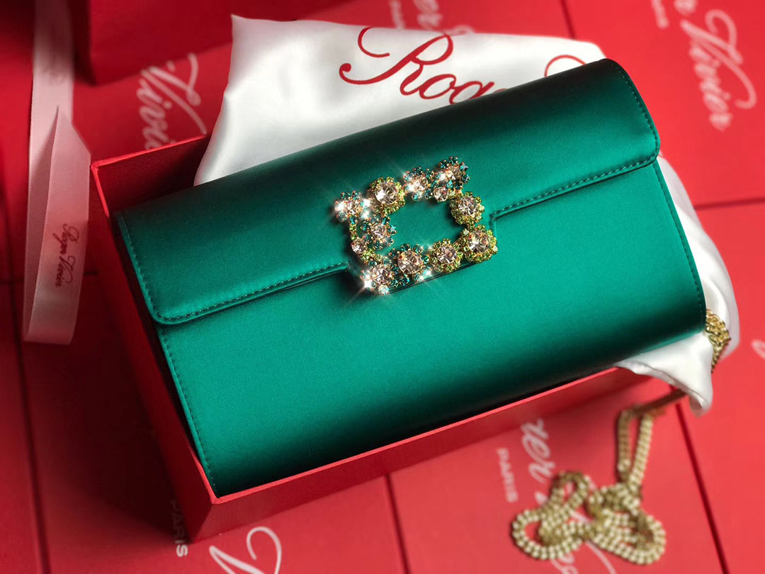 로저비비에 플라워 새틴 클러치&숄더 24CM R30440