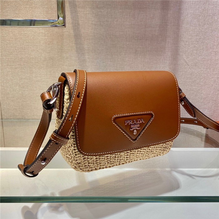 Prada 프라다 라피아 레더 라탄 크로스백 1BD243 2020/신상