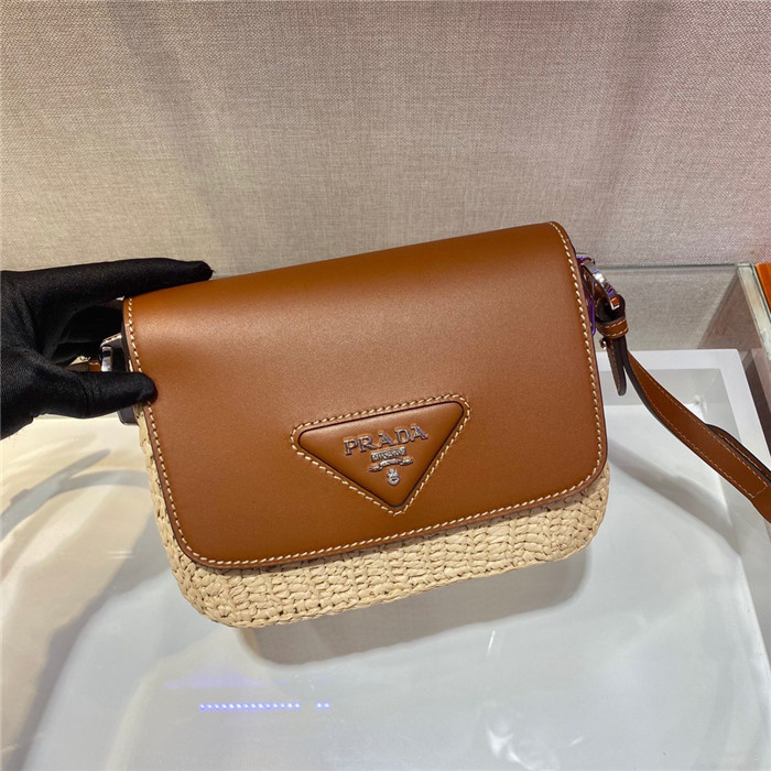 Prada 프라다 라피아 레더 라탄 크로스백 1BD243 2020/신상