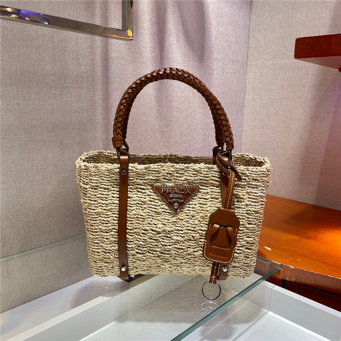 Prada 프라다 라피아 레더 라탄 토트백 1BD244 2020/신상