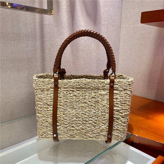 Prada 프라다 라피아 레더 라탄 토트백 1BD244 2020/신상