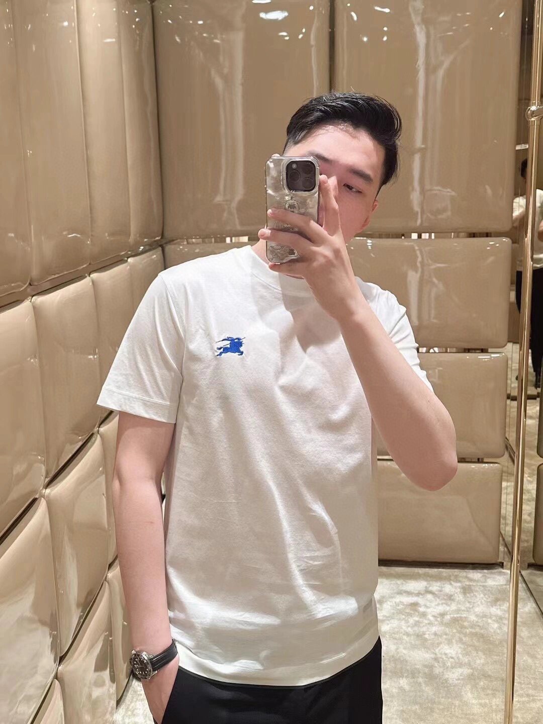 24SS 워 호스 자수 쇼트 슬리브