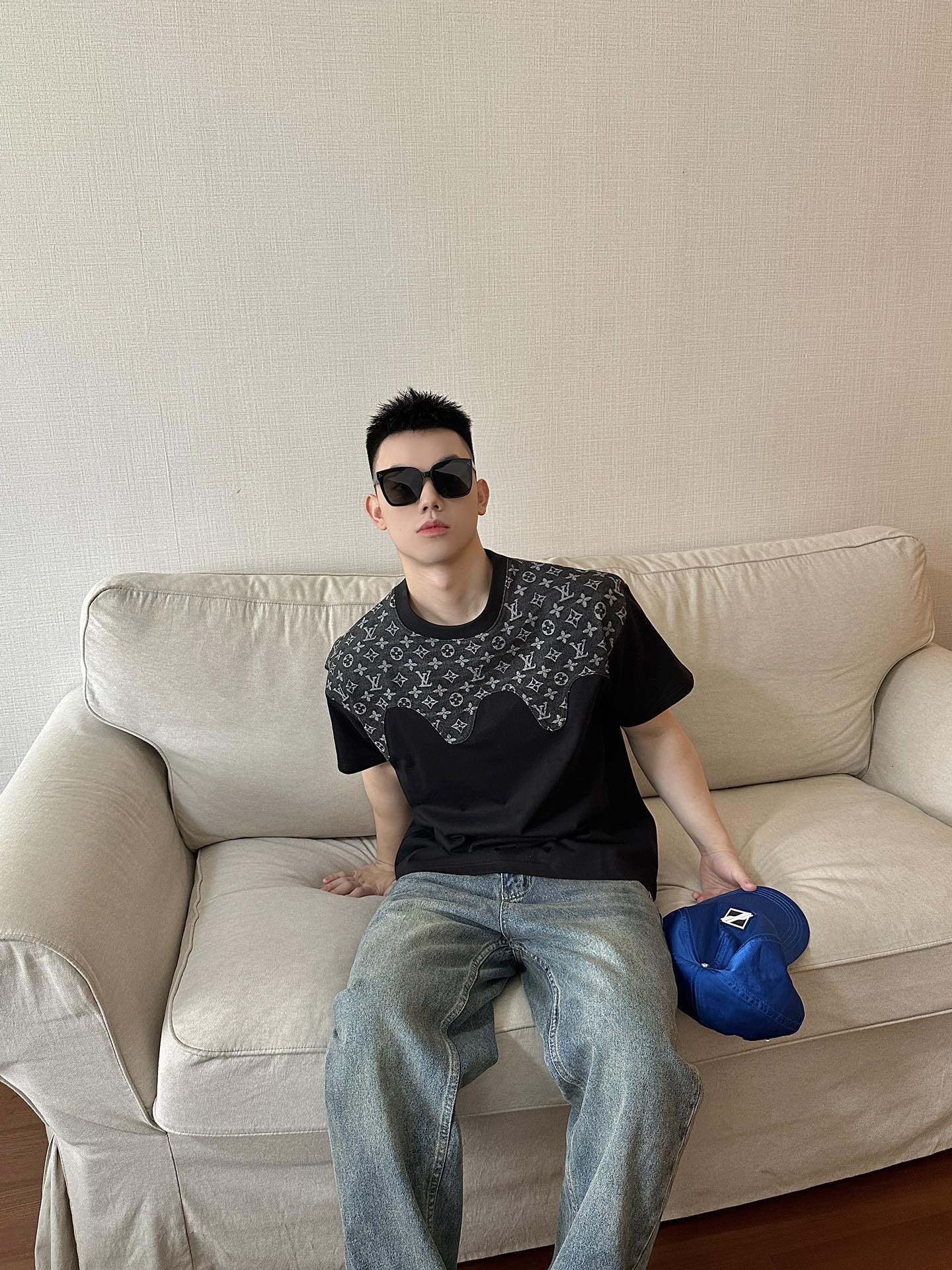 루이비통 패치워크 라운드넥 쇼트 슬리브
