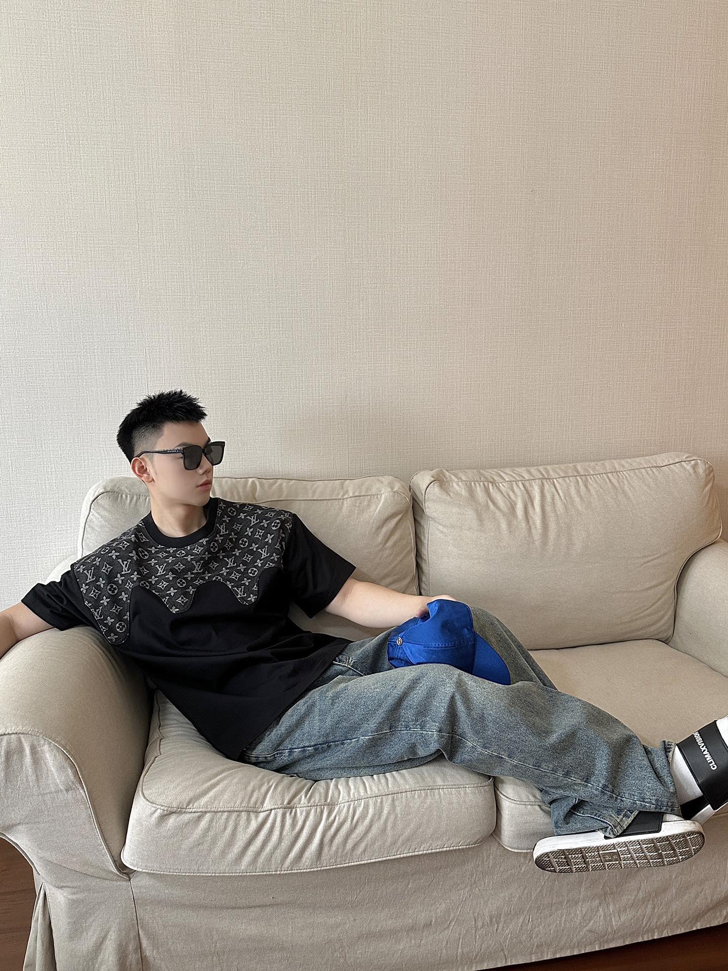 루이비통 패치워크 라운드넥 쇼트 슬리브