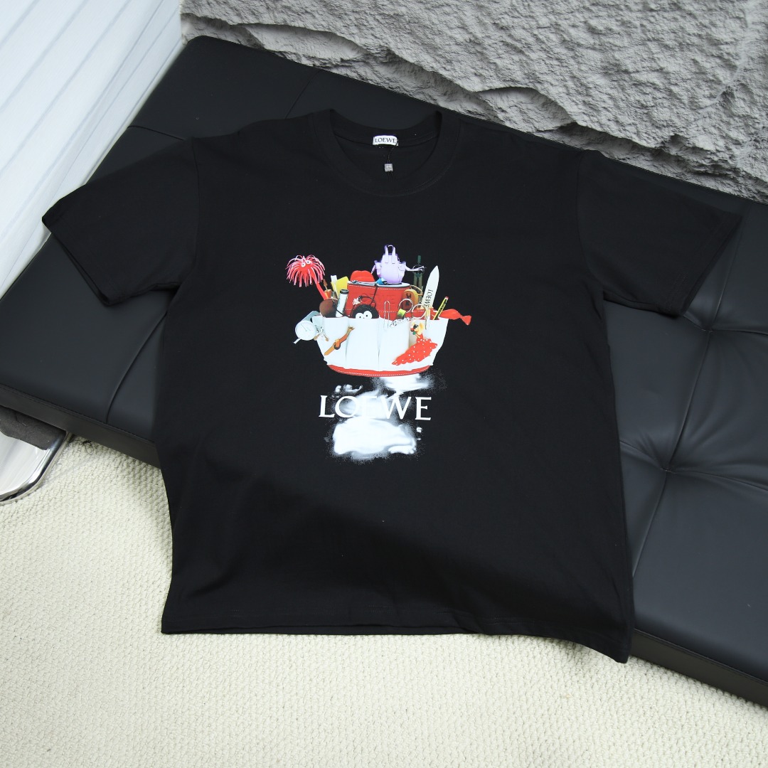 2025ss 봄 신상 로에베 / 로에베 백 라운드넥 반팔 티셔츠 모델 번호: LOE009