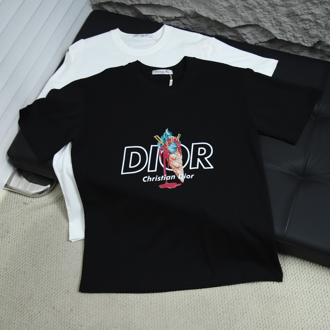025SS 봄 뉴 디올/디올 라운드넥 반팔 티셔츠 모델넘버:DI002