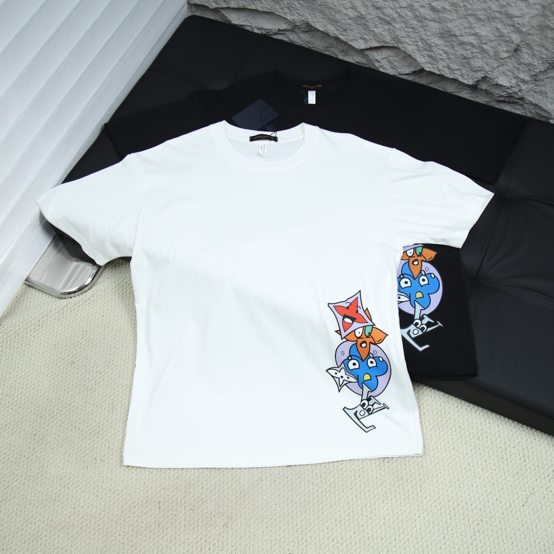 2025ss 봄 신상 LV 라운드넥 반팔 티셔츠 모델 번호: LV012