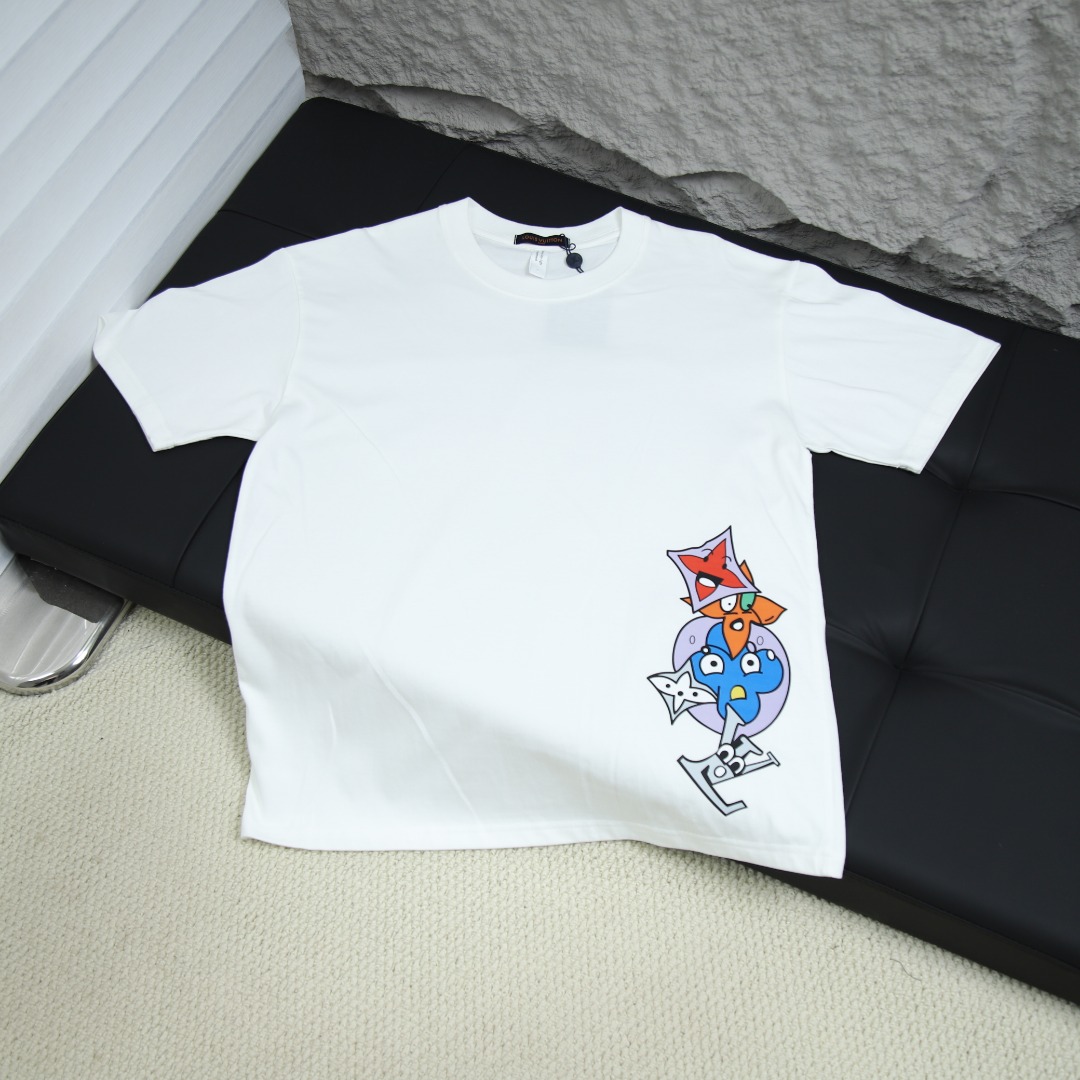 2025ss 봄 신상 LV 라운드넥 반팔 티셔츠 모델 번호: LV012