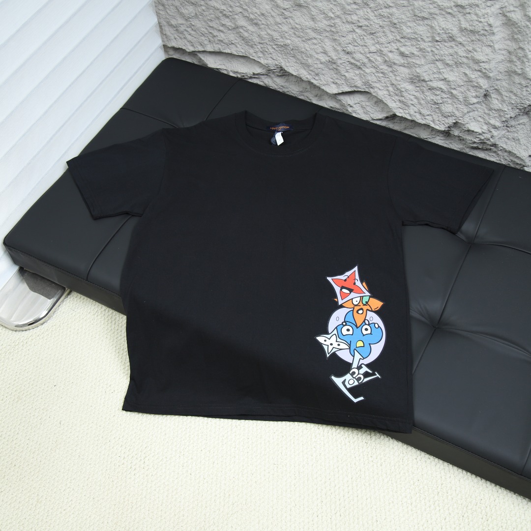 2025ss 봄 신상 LV 라운드넥 반팔 티셔츠 모델 번호: LV012