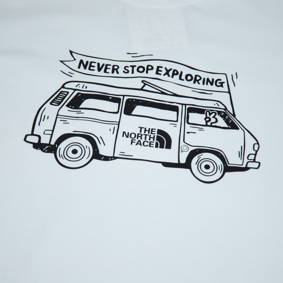 2025SS 봄 신상 노스페이스 더노스페이스 라운드넥 반팔 티셔츠 버스 프린트 모델 번호: BM0033