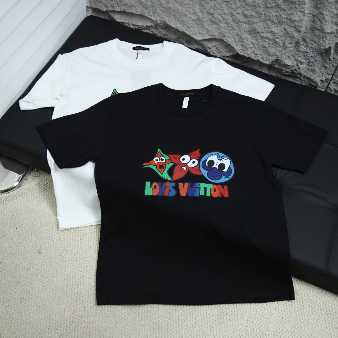 2025ss 봄 신상 LV 100 라운드넥 반팔 티셔츠 모델 번호: LV032