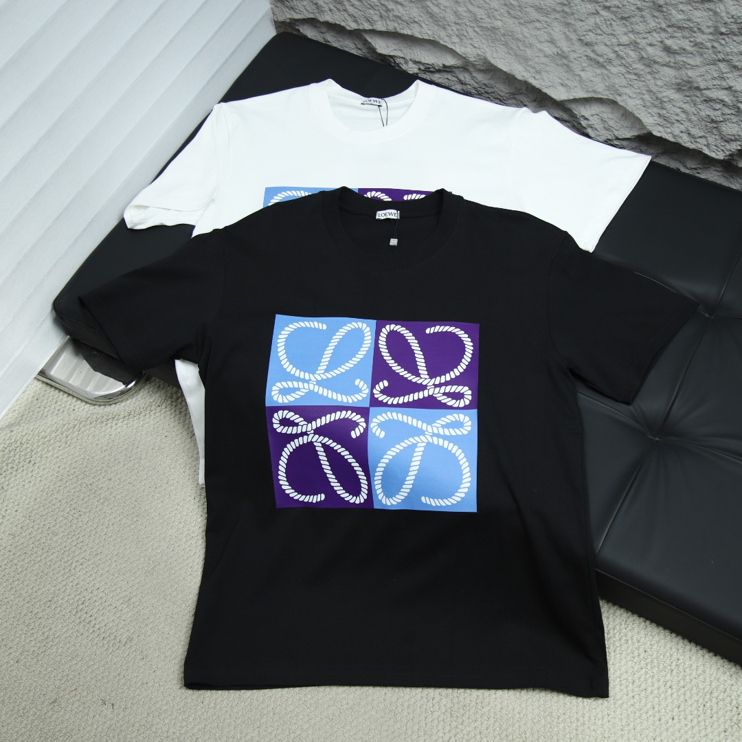 2025ss 봄 신상 로에베 / 로에베 백 라운드넥 반팔 티셔츠 토끼 프린트 모델넘버: LOE012