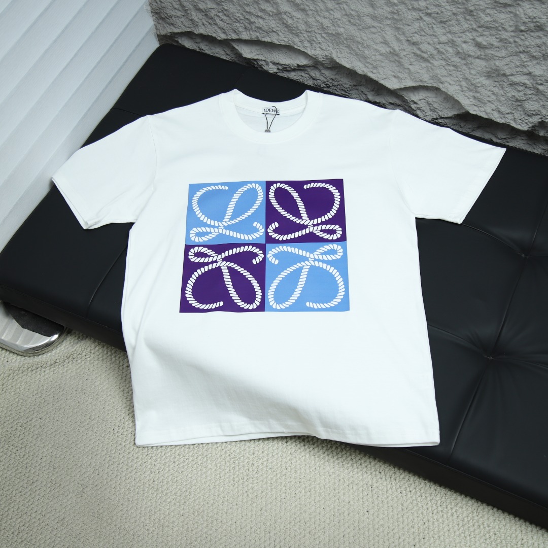 2025ss 봄 신상 로에베 / 로에베 백 라운드넥 반팔 티셔츠 토끼 프린트 모델넘버: LOE012