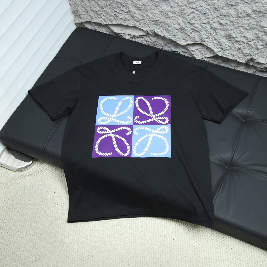 2025ss 봄 신상 로에베 / 로에베 백 라운드넥 반팔 티셔츠 토끼 프린트 모델넘버: LOE012