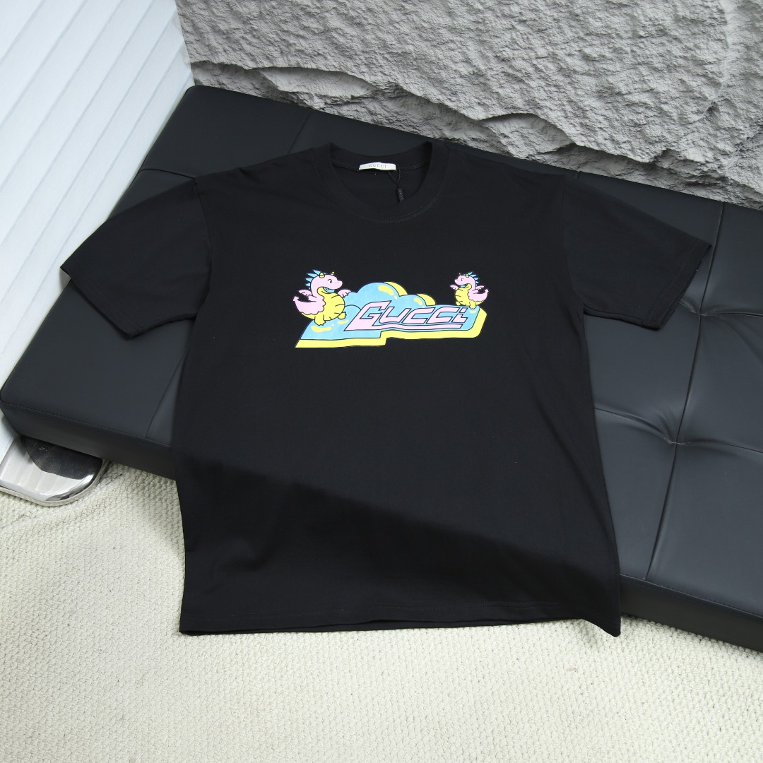 2025ss 봄 신상 GUCCI/구찌 100 라운드넥 반팔 티셔츠 모델 번호: GUC011