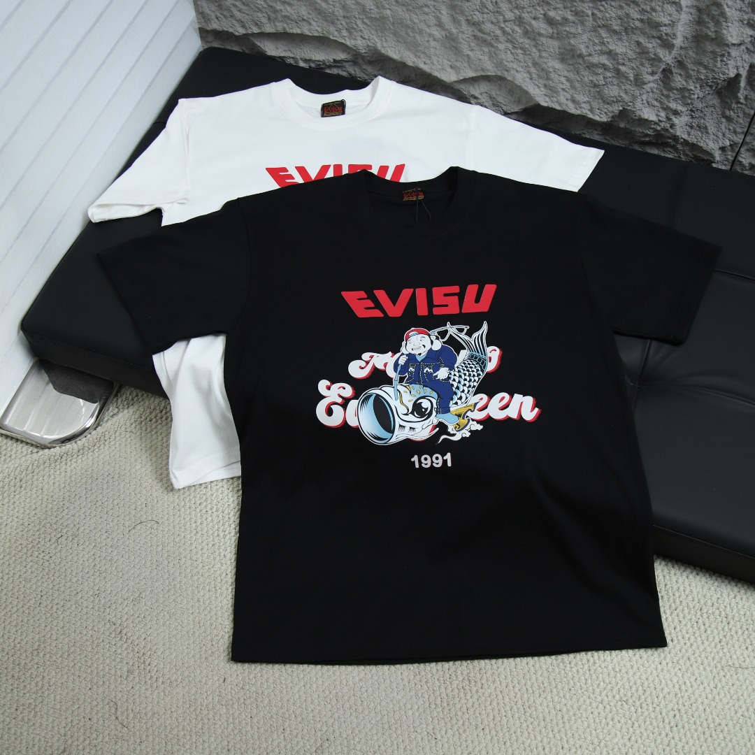 에비수 후쿠진 신상 카툰 패턴 프린트 반팔 티셔츠 상품번호: EV010