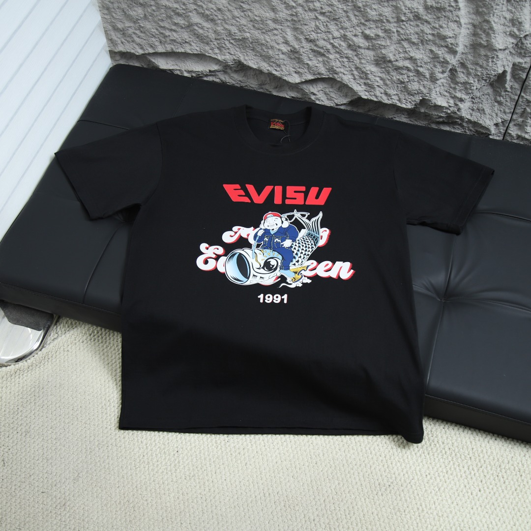 에비수 후쿠진 신상 카툰 패턴 프린트 반팔 티셔츠 상품번호: EV010