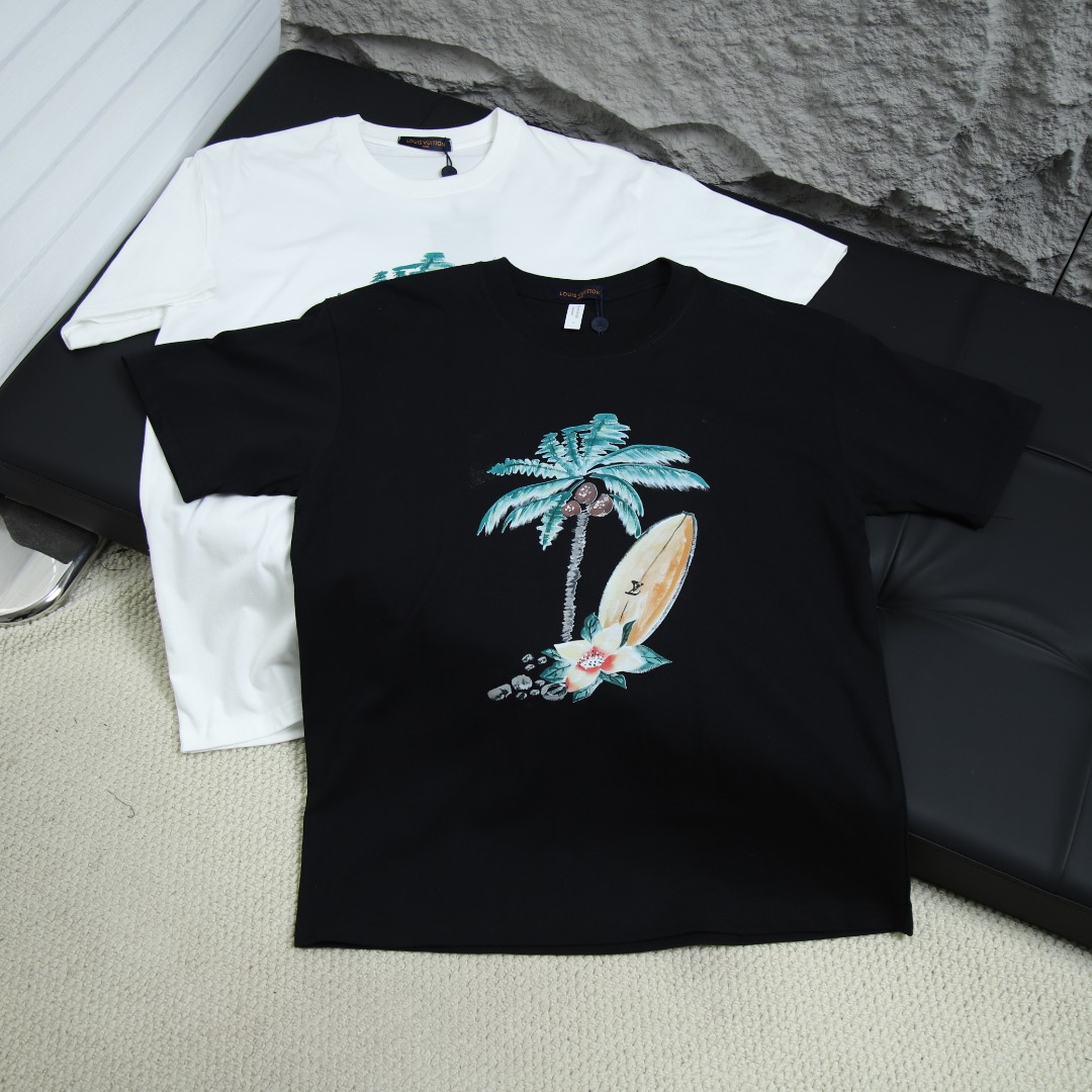 2025SS 봄 새로운 LV 라운드넥 반팔 티셔츠 모델 번호: LV059