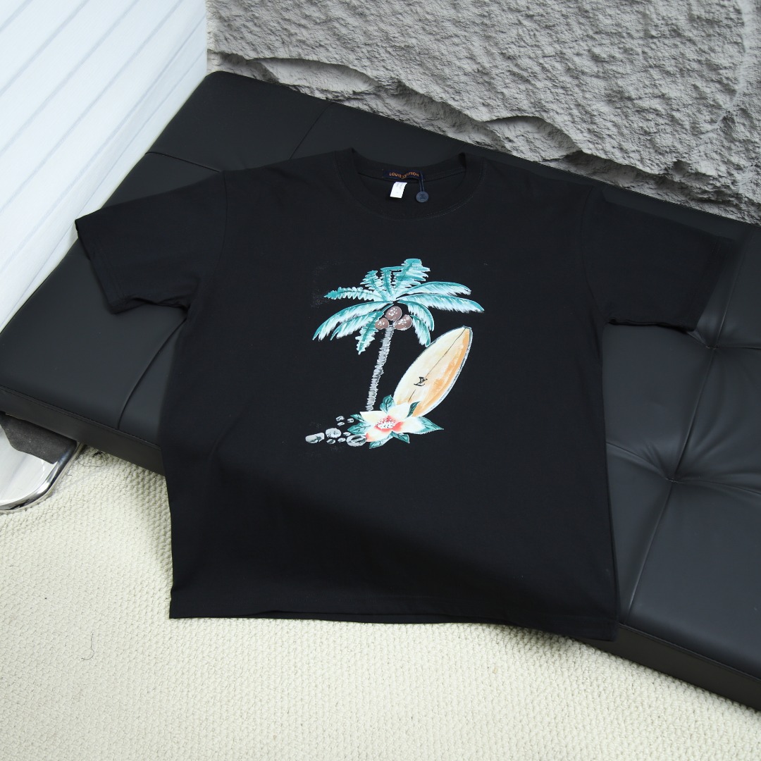 2025SS 봄 새로운 LV 라운드넥 반팔 티셔츠 모델 번호: LV059