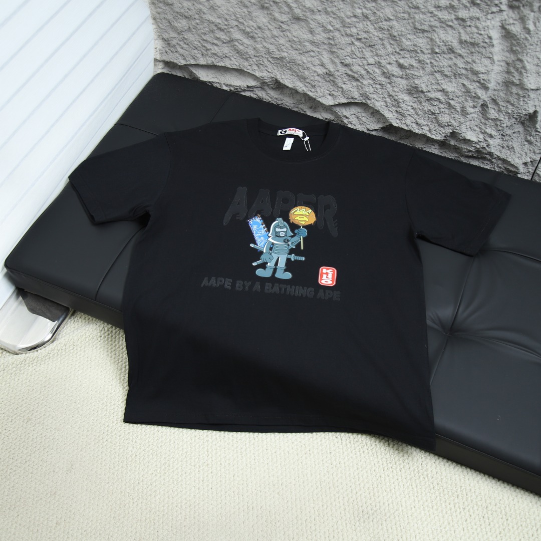 2025 봄 여름 신상품 유인원 병사 패턴 레터 프린트 캐주얼 커플 라운드넥 반팔 티셔츠 유원지 유웬레 모델 번호 : APP001