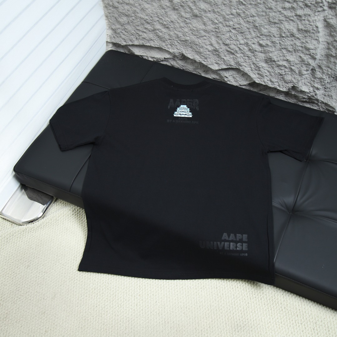 2025 봄 여름 신상품 유인원 병사 패턴 레터 프린트 캐주얼 커플 라운드넥 반팔 티셔츠 유원지 유웬레 모델 번호 : APP001