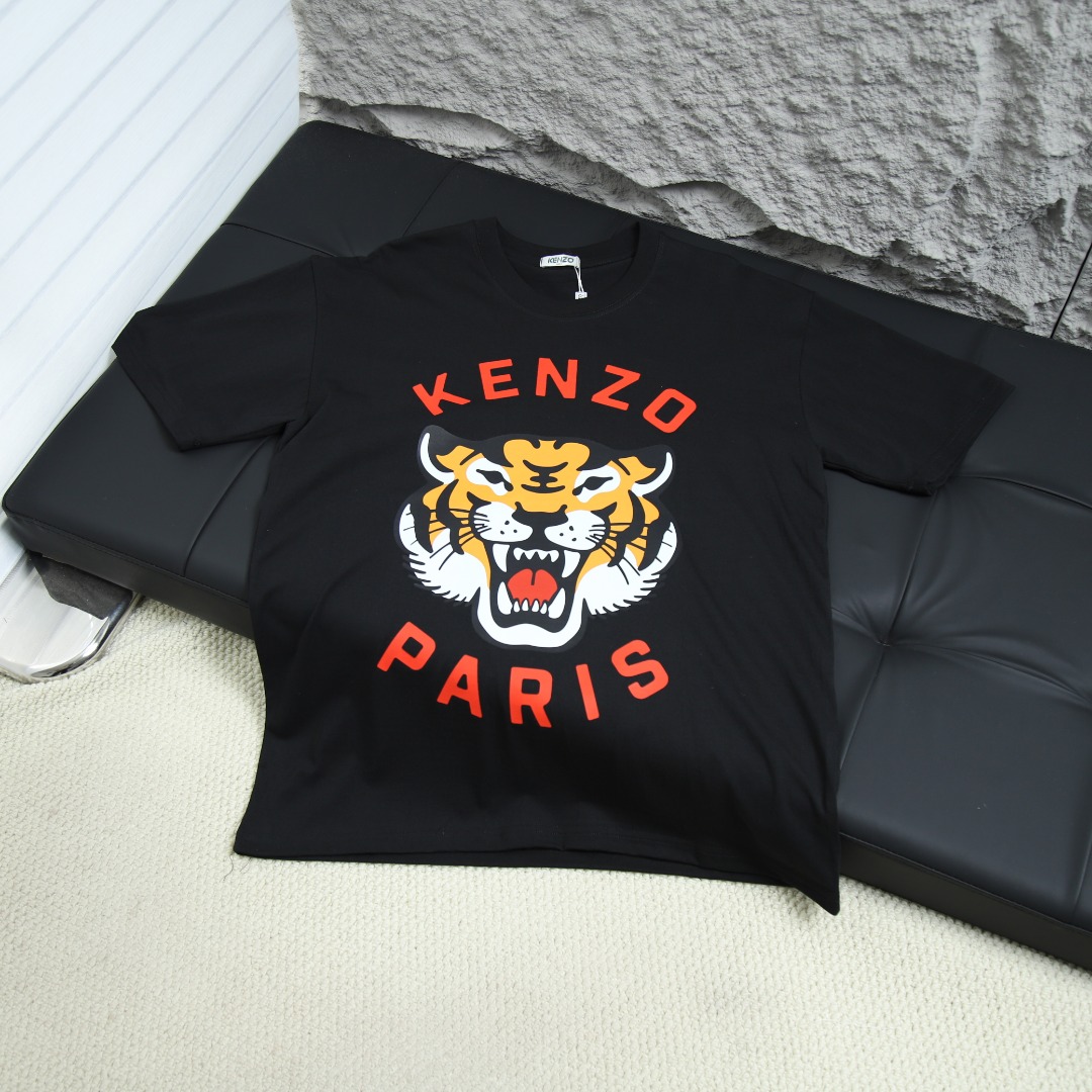 2025ss 봄 신상품 KENZO / 타이거 헤드 라운드넥 반팔 티셔츠 모델 번호: KE003