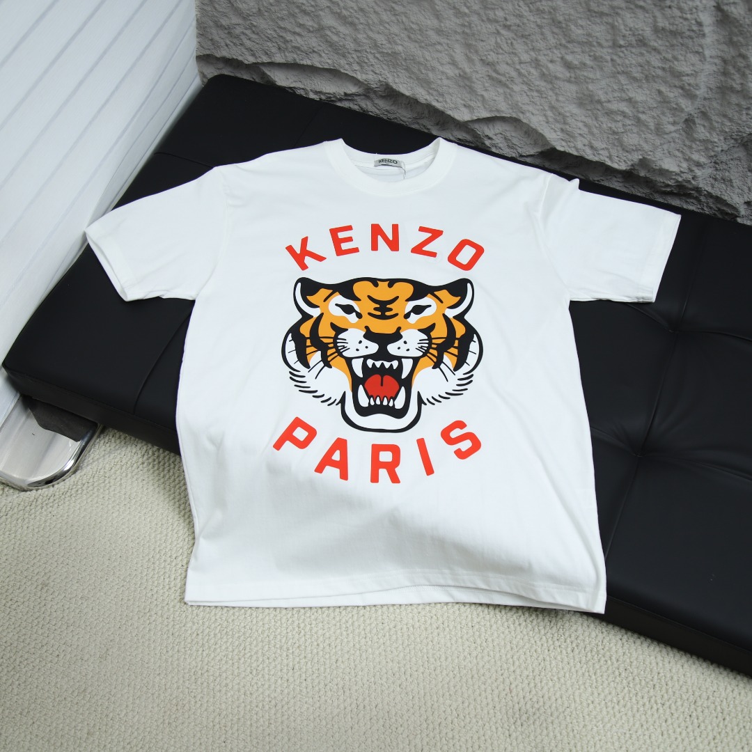 2025ss 봄 신상품 KENZO / 타이거 헤드 라운드넥 반팔 티셔츠 모델 번호: KE003