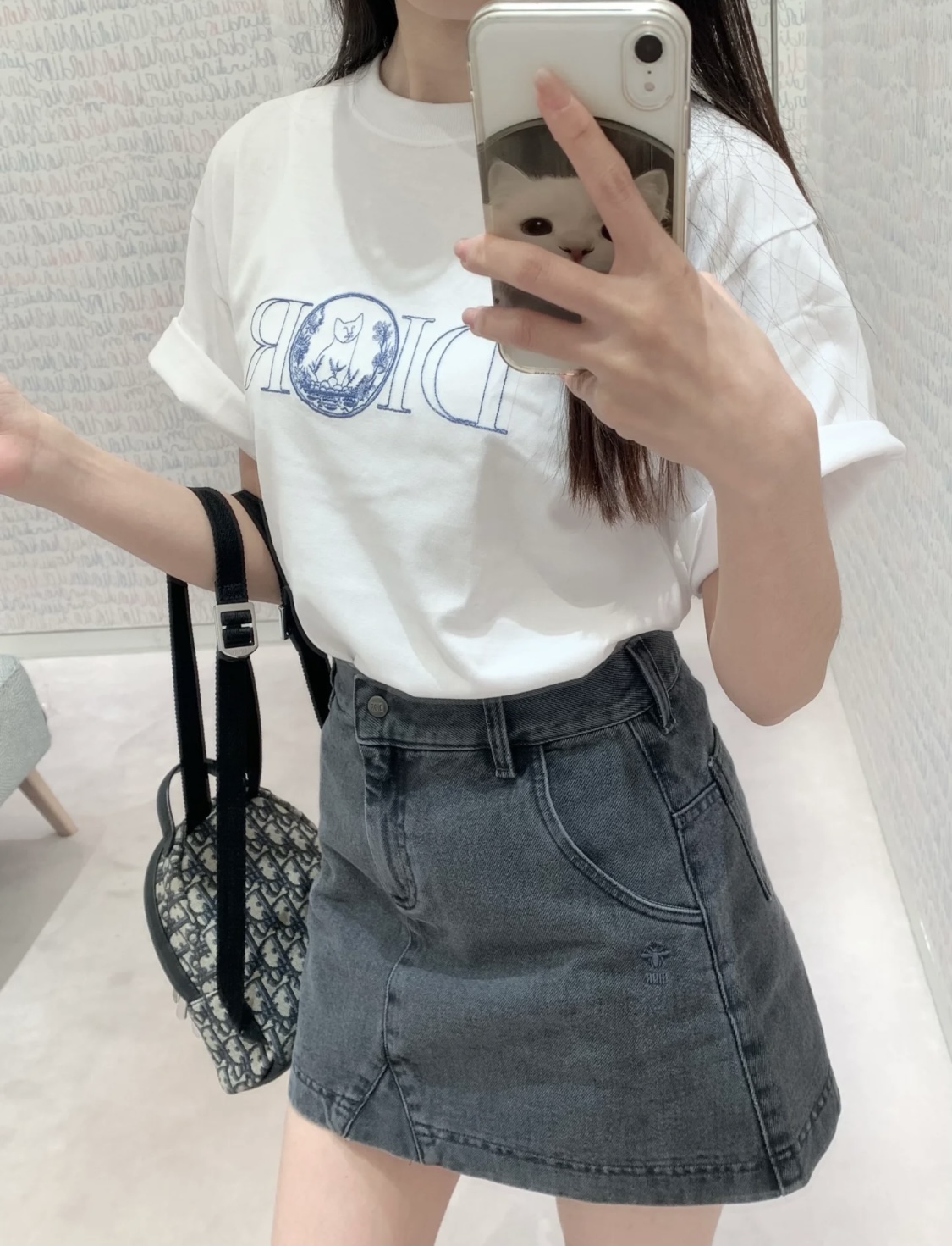 디올/디올 25SS 캣 자수 쇼트 슬리브 셔츠