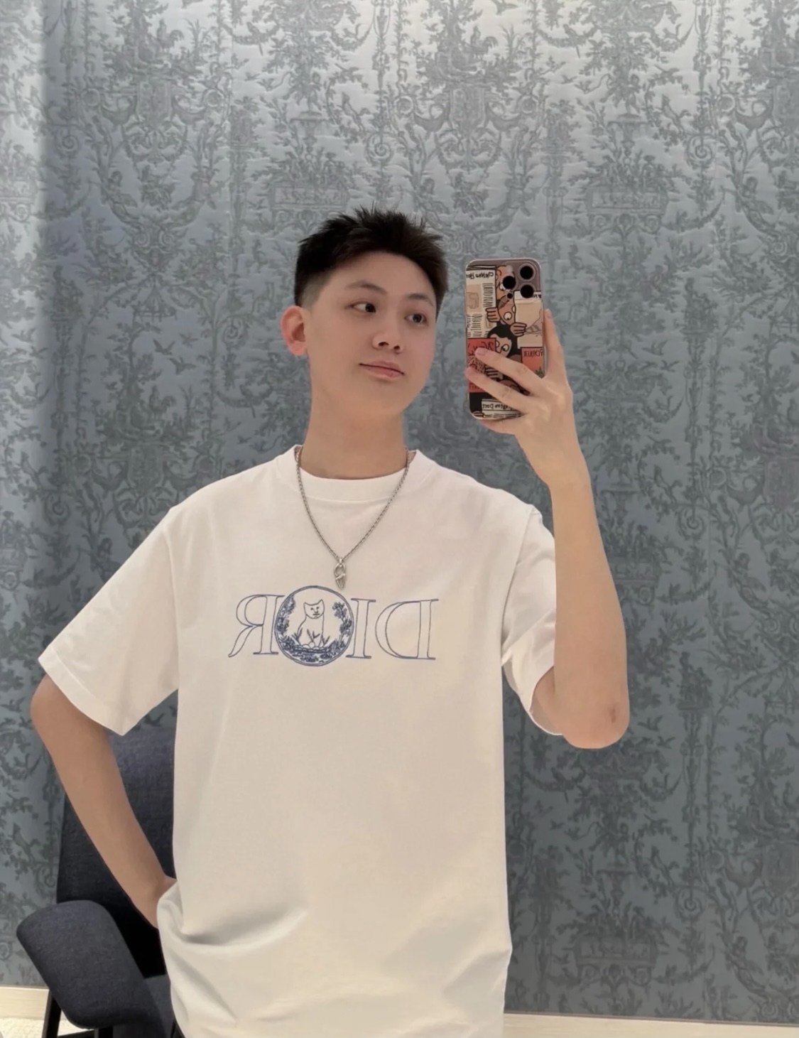디올/디올 25SS 캣 자수 쇼트 슬리브 셔츠