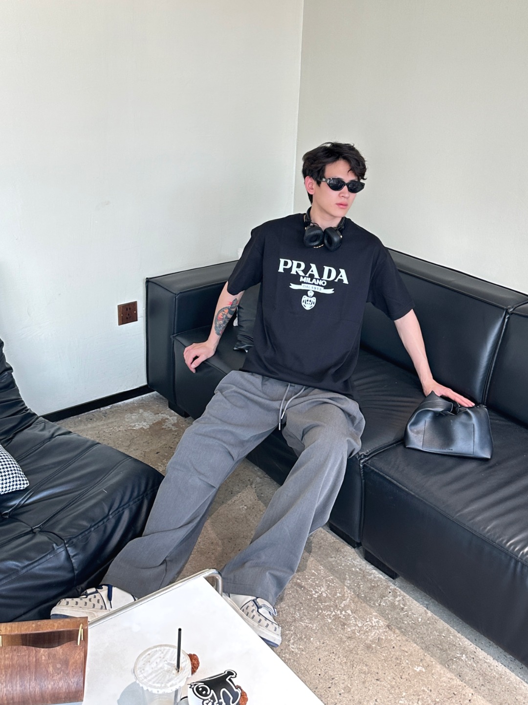 프라다 프라다 25SS 레터 크라운 쇼트 슬리브 셔츠
