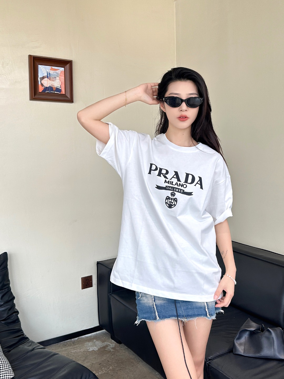 프라다 프라다 25SS 레터 크라운 반소매 셔츠